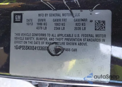 2014 Buick Verano Leather Group from USA, damaged, VIN 1G4PS5SKXE4133607